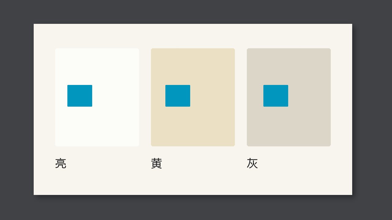 Ba trắng giấy, mỗi tờ cùng một ô cyan