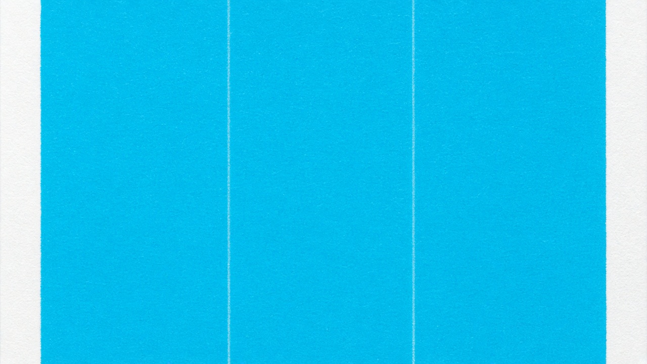 Two thin, continuous longitudinal doctor blade lines on a solid cyan area